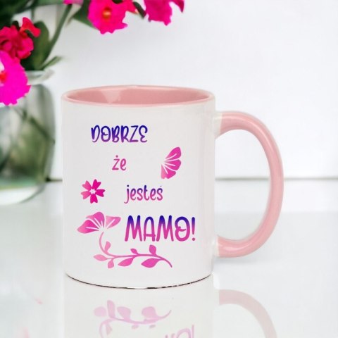 Kubek z nadrukiem prezent na DZIEŃ MATKI dla MAMY biało/różowy Kubek z nadrukiem prezent na DZIEŃ MATKI dla MAMY biało/różowy