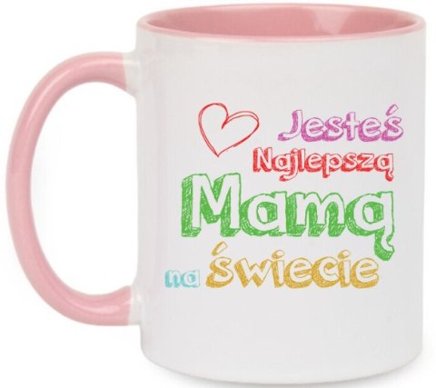Kubek z nadrukiem prezent na DZIEŃ MATKI dla MAMY biało/różowy Kubek z nadrukiem prezent na DZIEŃ MATKI dla MAMY biało/różowy