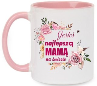 Kubek z nadrukiem prezent na DZIEŃ MATKI dla MAMY biało/różowy