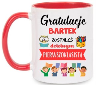 KUBEK DLA PIERWSZOKLASISTY IMIĘ CHŁOPCA DZIEWCZYNKI PASOWANIE NA UCZNIA #