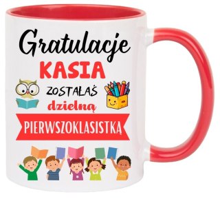 KUBEK DLA PIERWSZOKLASISTY IMIĘ CHŁOPCA DZIEWCZYNKI PASOWANIE NA UCZNIA #