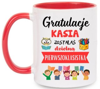 KUBEK DLA PIERWSZOKLASISTY IMIĘ CHŁOPCA DZIEWCZYNKI PASOWANIE NA UCZNIA #
