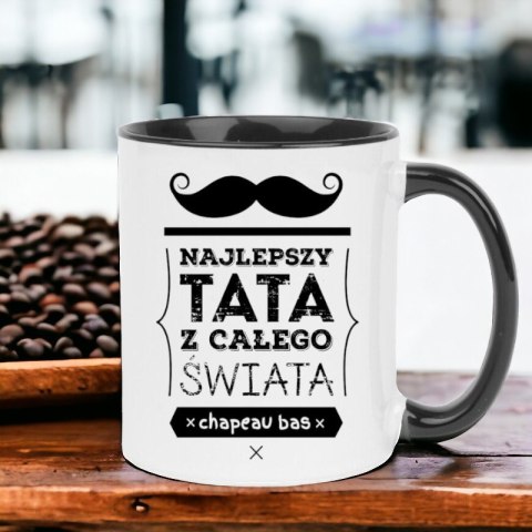 Kubek z nadrukiem prezent na DZIEŃ OJCA dla TATY biało/czarny Kubek z nadrukiem prezent na DZIEŃ OJCA dla TATY biało/czarny