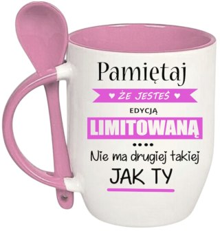 KUBEK Z ŁYŻECZKĄ PREZENT DZIEŃ KOBIET DLA KOLEŻANKI DZIEWCZYNY MAMY WZORY