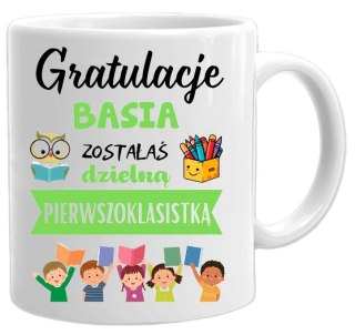 KUBEK DLA PIERWSZOKLASISTY IMIĘ CHŁOPCA DZIEWCZYNKI PASOWANIE NA UCZNIA #