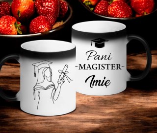 KUBEK MAGICZNY Z NADRUKIEM PREZENT PANI MAGISTER IMIĘ ORYGINALNY UPOMINEK #