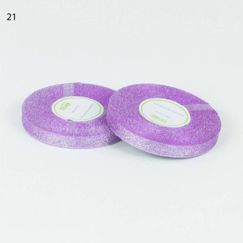 Tasiemka wstążka brokatowa 12mm x 32m fioletowo złoty Tasiemka wstążka brokatowa 12mm x 32m fioletowo złoty