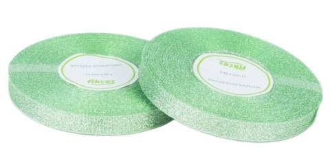 Tasiemka wstążka brokatowa 12mm x 32m j.zielono srebrna Tasiemka wstążka brokatowa 12mm x 32m j.zielono srebrna