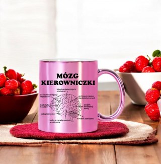 KUBEK RÓŻOWY PREMIUM MÓZG KIEROWNICZKI ŚMIESZNY PREZENT DLA SZEFOWEJ