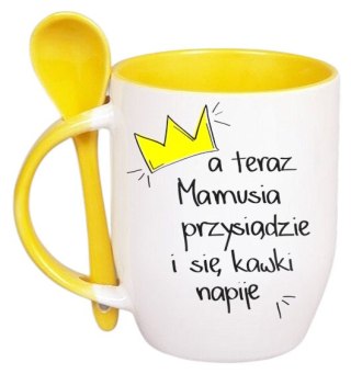 KUBEK Z ŁYŻECZKĄ PREZENT NA DZIEŃ MATKI URODZINY DLA MAMY TEŚCIOWEJ WZORY