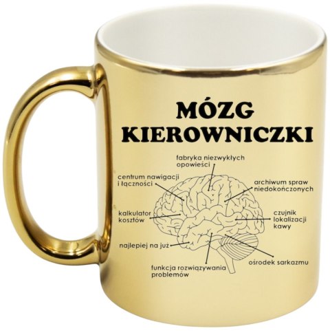 KUBEK ZŁOTY PREMIUM MÓZG KIEROWNICZKI ŚMIESZNY PREZENT DLA SZEFOWEJ KUBEK ZŁOTY PREMIUM MÓZG KIEROWNICZKI ŚMIESZNY PREZENT DLA SZEFOWEJ