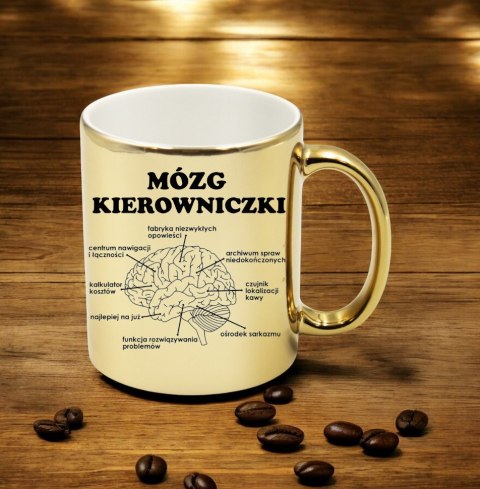 KUBEK ZŁOTY PREMIUM MÓZG KIEROWNICZKI ŚMIESZNY PREZENT DLA SZEFOWEJ KUBEK ZŁOTY PREMIUM MÓZG KIEROWNICZKI ŚMIESZNY PREZENT DLA SZEFOWEJ