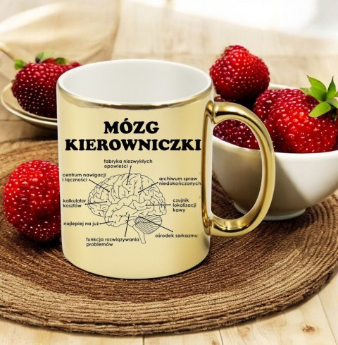 KUBEK ZŁOTY PREMIUM MÓZG KIEROWNICZKI ŚMIESZNY PREZENT DLA SZEFOWEJ KUBEK ZŁOTY PREMIUM MÓZG KIEROWNICZKI ŚMIESZNY PREZENT DLA SZEFOWEJ
