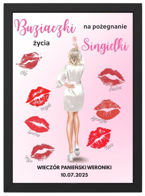 Ramka Prezent dla Panny Młodej Wieczór Panieński Odciśnij buziaka A4 21x30 Ramka Prezent dla Panny Młodej Wieczór Panieński Odciśnij buziaka A4 21x30