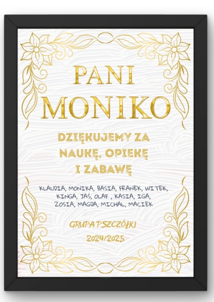 Podziękowanie Ramka Prezent dla Pani Przedszkolanki Nauczycielki Szkoła