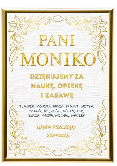 Podziękowanie Ramka Prezent dla Pani Przedszkolanki Nauczycielki Szkoła
