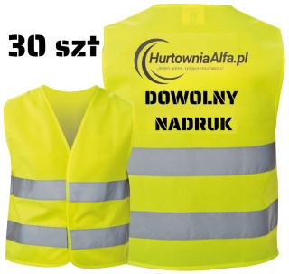 30 x KAMIZELKA ODBLASKOWA Z NADRUKIEM NAPISEM LOGO REKLAMA BHP XXL