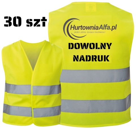 30 x KAMIZELKA ODBLASKOWA Z NADRUKIEM NAPISEM LOGO REKLAMA BHP XXXL 30 x KAMIZELKA ODBLASKOWA Z NADRUKIEM NAPISEM LOGO REKLAMA BHP XXXL