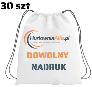 30 x PLECAK WOREK Z DOWOLNYM NADRUKIEM ZDJĘCIE GRAFIKA LOGO TEKST PREZENT
