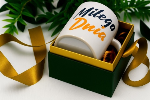 Eleganckie Pudełko Prezentowe Opakowanie na Kubek Prezent ze Wstążką