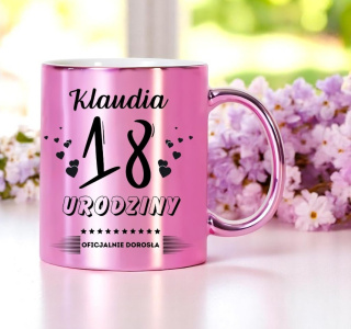 KUBEK PREZENT NA 18 URODZINY DZIEWCZYNY KOLEŻANKI Z DOWOLNYM IMIENIEM #