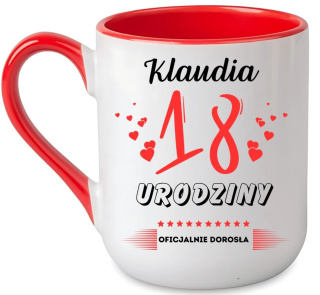 KUBEK PREZENT NA 18 URODZINY DZIEWCZYNY KOLEŻANKI Z DOWOLNYM IMIENIEM #
