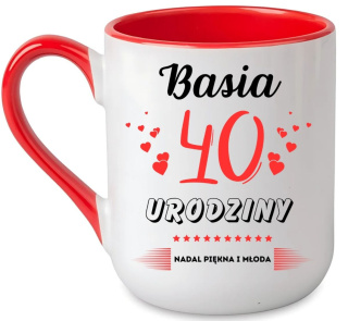 KUBEK PREZENT NA 40 URODZINY KOBIETY KOLEŻANKI MAMY Z DOWOLNYM IMIENIEM #