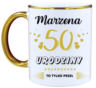 KUBEK PREZENT NA 50 URODZINY KOBIETY KOLEŻANKI MAMY Z DOWOLNYM IMIENIEM #