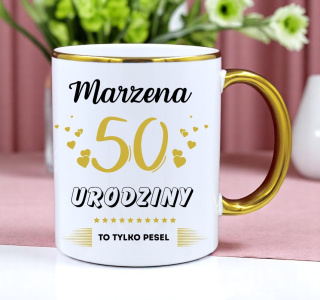 KUBEK PREZENT NA 50 URODZINY KOBIETY KOLEŻANKI MAMY Z DOWOLNYM IMIENIEM #