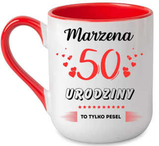 KUBEK PREZENT NA 50 URODZINY KOBIETY KOLEŻANKI MAMY Z DOWOLNYM IMIENIEM #