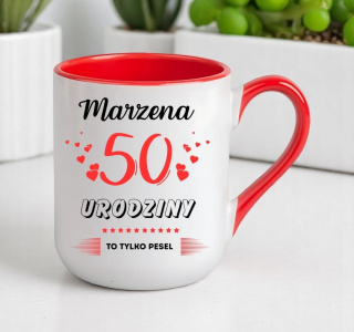 KUBEK PREZENT NA 50 URODZINY KOBIETY KOLEŻANKI MAMY Z DOWOLNYM IMIENIEM #