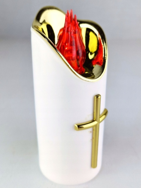 Świeca dekoracyjna znicz wkład LED biały z bateriami Cortina 12,5 cm