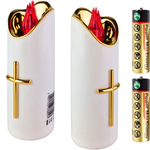 Świeca dekoracyjna znicz wkład LED biały z bateriami Cortina 15 cm