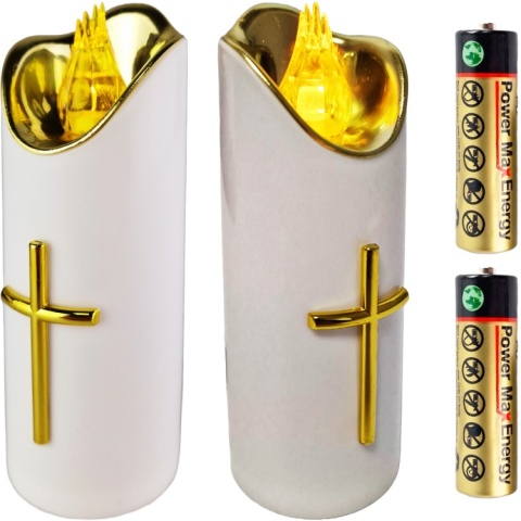 Świeca dekoracyjna znicz wkład LED biały z bateriami Cortina 15 cm