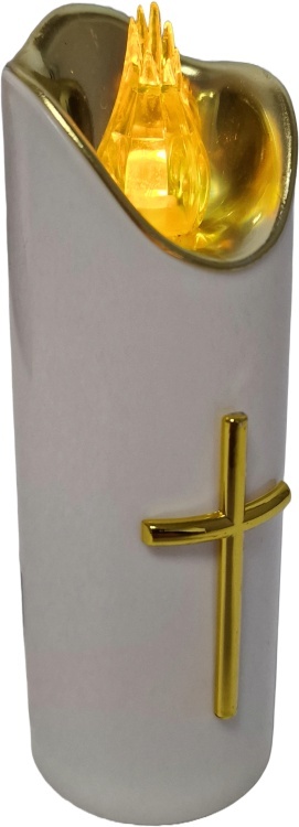 Świeca dekoracyjna znicz wkład LED biały z bateriami Cortina 15 cm