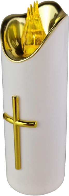 Świeca dekoracyjna znicz wkład LED biały z bateriami Cortina 15 cm