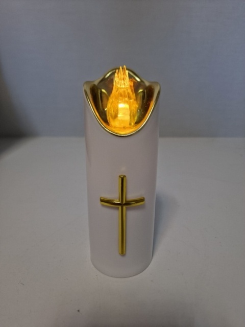 Świeca dekoracyjna znicz wkład LED biały z bateriami Cortina 15 cm