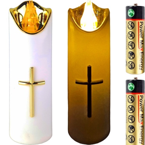 Świeca dekoracyjna znicz wkład LED biały z bateriami Cortina 17 cm