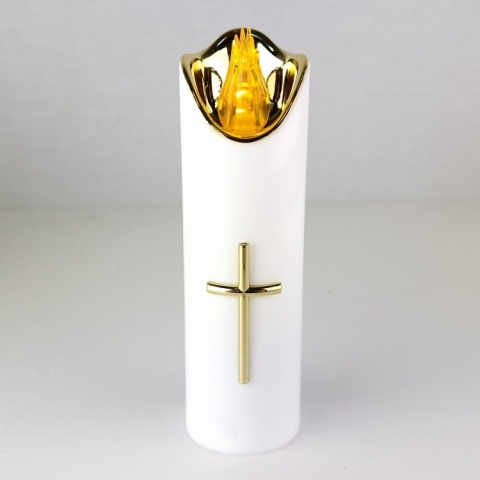 Świeca dekoracyjna znicz wkład LED biały z bateriami Cortina 17 cm