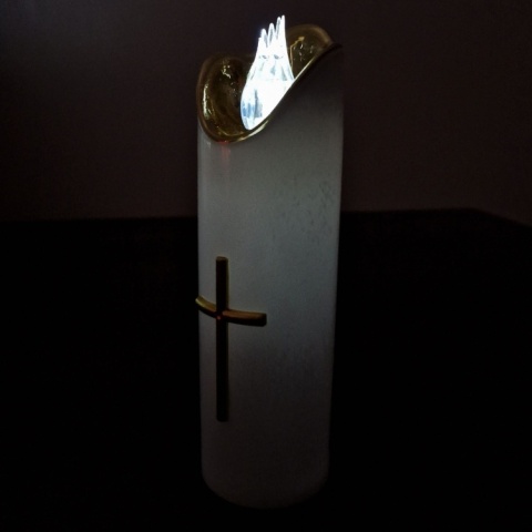 Świeca dekoracyjna znicz wkład LED biały z bateriami Cortina 17 cm