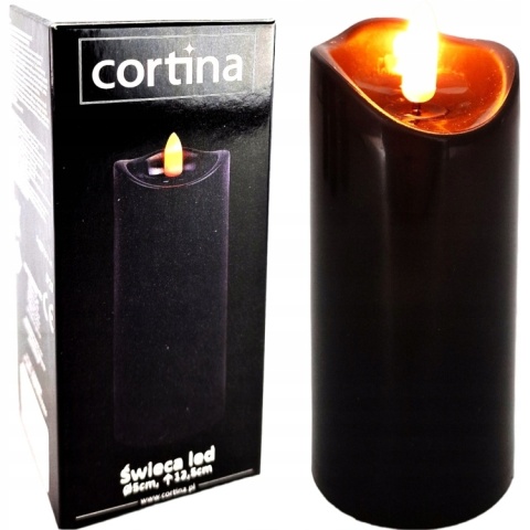 Świeca dekoracyjna znicz wkład LED czarny Cortina 15 cm