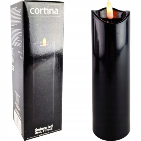 Świeca dekoracyjna znicz wkład LED czarny Cortina 17,5 cm