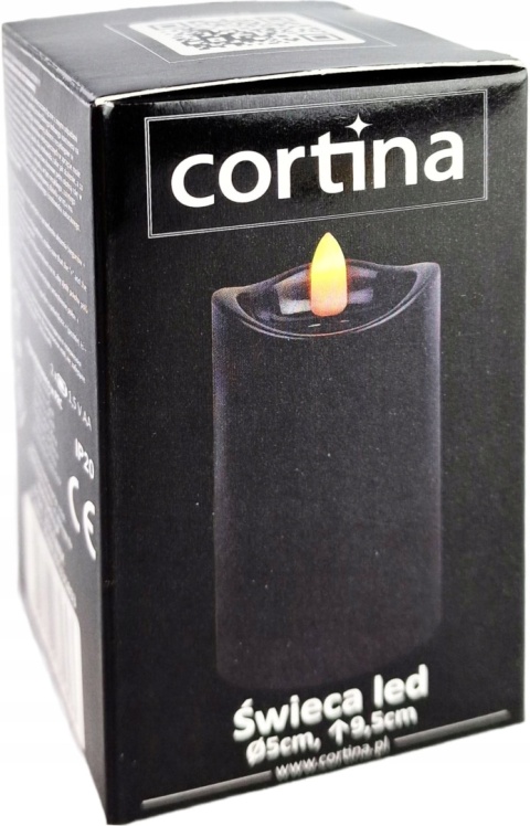 Świeca dekoracyjna znicz wkład LED czarny Cortina 9,5 cm