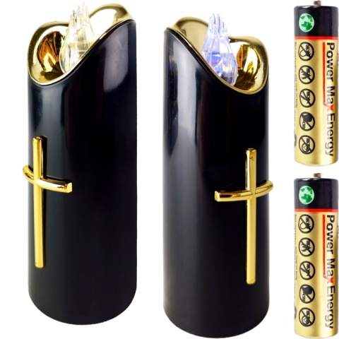 Świeca dekoracyjna znicz wkład LED czarny z bateriami Cortina 15 cm