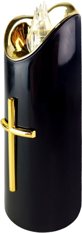 Świeca dekoracyjna znicz wkład LED czarny z bateriami Cortina 15 cm