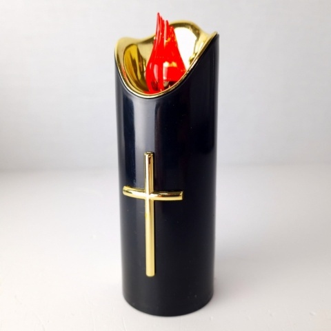 Świeca dekoracyjna znicz wkład LED czarny z bateriami Cortina 15 cm