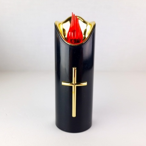 Świeca dekoracyjna znicz wkład LED czarny z bateriami Cortina 15 cm