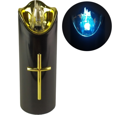 Świeca dekoracyjna znicz wkład LED czarny z bateriami Cortina 17 cm