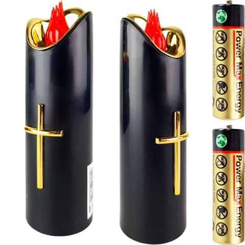 Świeca dekoracyjna znicz wkład LED czarny z bateriami Cortina 17 cm