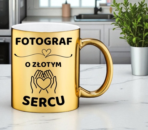 Złoty kubek z dedykacją wyjątkowy prezent dla FOTOGRAFA